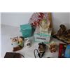 Image 2 : Ceramic Ornaments - Canada Fan - Snow Globe - Wood Squirl Carving - Cigarette Case Misc. Items
