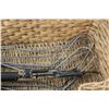 Image 3 : 14" x 26" Wicker Basket with Vintage Sock Stretchers and Kerosine Lamp