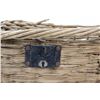 Image 4 : 14" x 26" Wicker Basket with Vintage Sock Stretchers and Kerosine Lamp