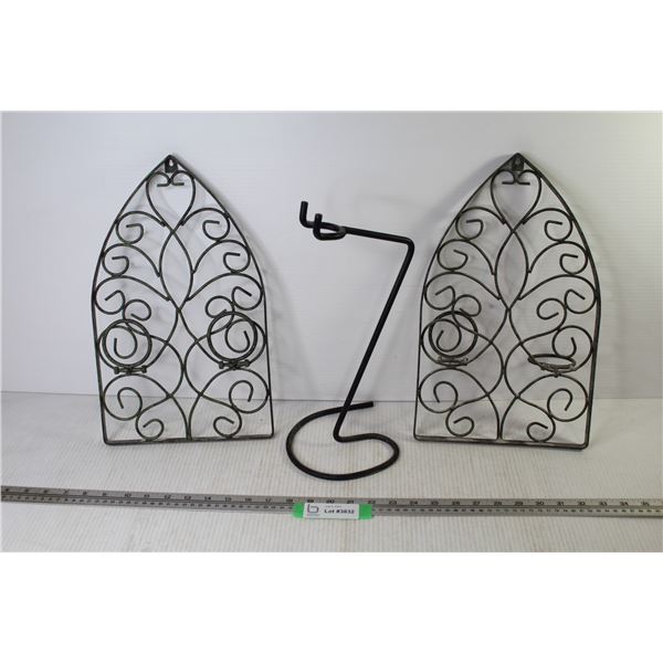 (2) Metal Candle Holders - Banana Holder -