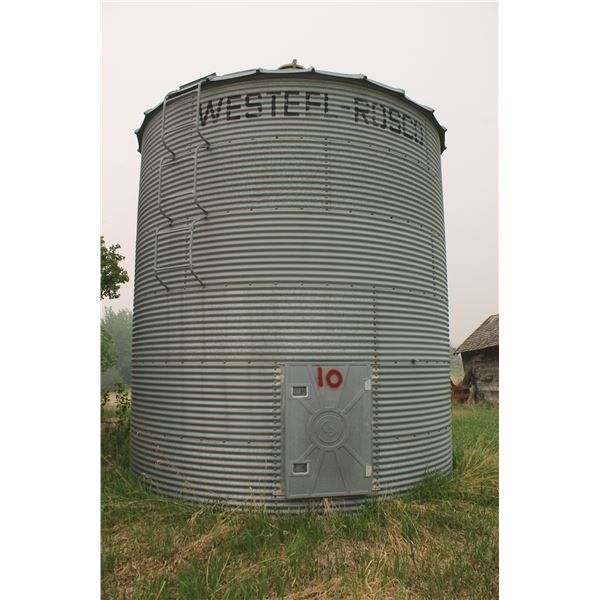 Westeel 6-Ring Hopper Bin c/w ladder & opener, wood floor. Located- 58303-RR213, West of Radway from