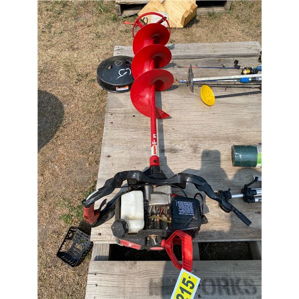 gas ice auger, working