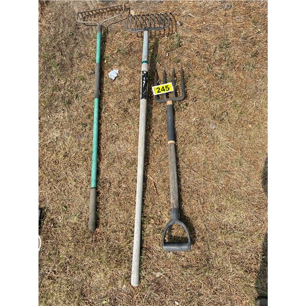 rake & 2 forks