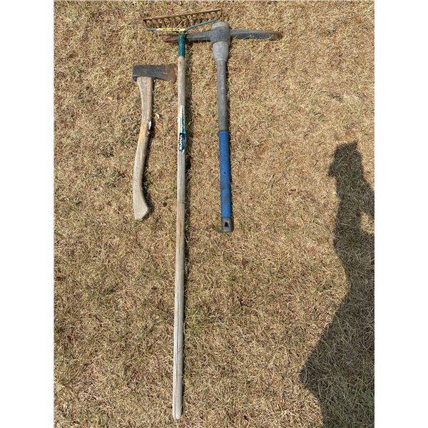 pick, axe, rake
