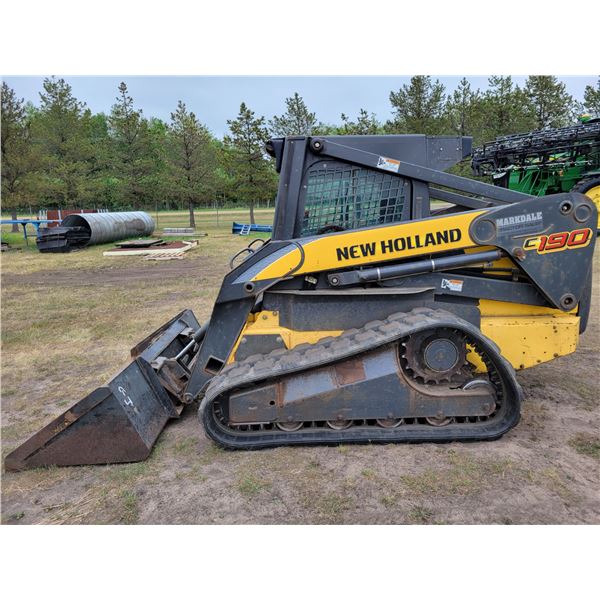 Approx. 2007 NH Skidsteer, Model C190, 2 spd, 16" Newer tracks, 86" Smooth bucket, Aux hyd., Rear hi