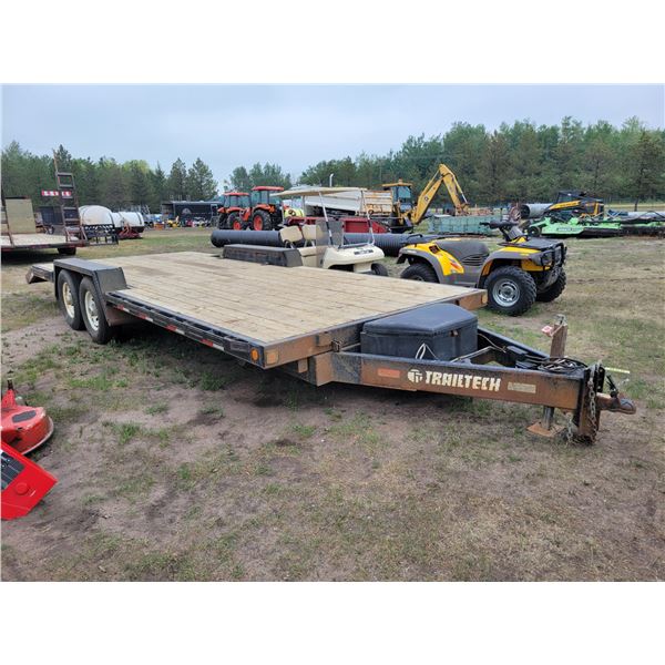 10/2010 Trailtech Trailer 20'x 98" deck, 28" beavertail, 2 5/16 ball hitch, Trailer has hyd. Tilt &