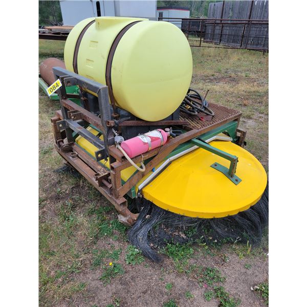 Environmist sprayer c/w 200-L tank, 3 pt, 12V, Full monitor. Was hooked up to a JD 3320. PH Charlie