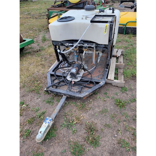 Trail type, 12V sprayer c/w 2- Poly tanks, no wheels .