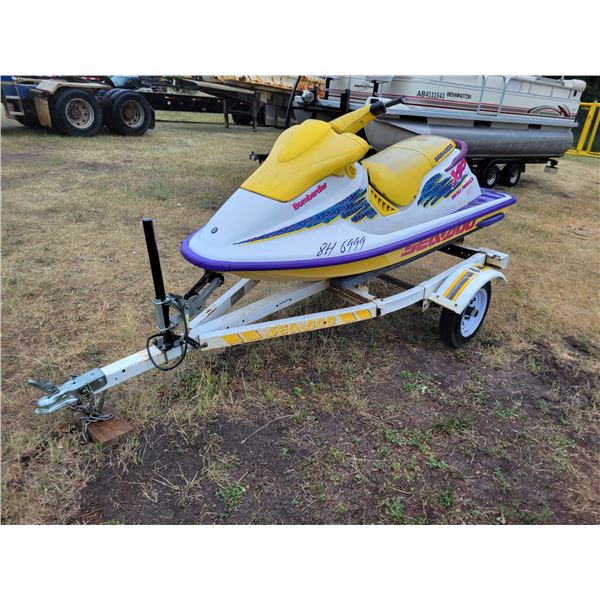 Bombardier XP Sea-doo (Yellow & White) c/w Seadoo Trailer, SN.ZZN84434E595