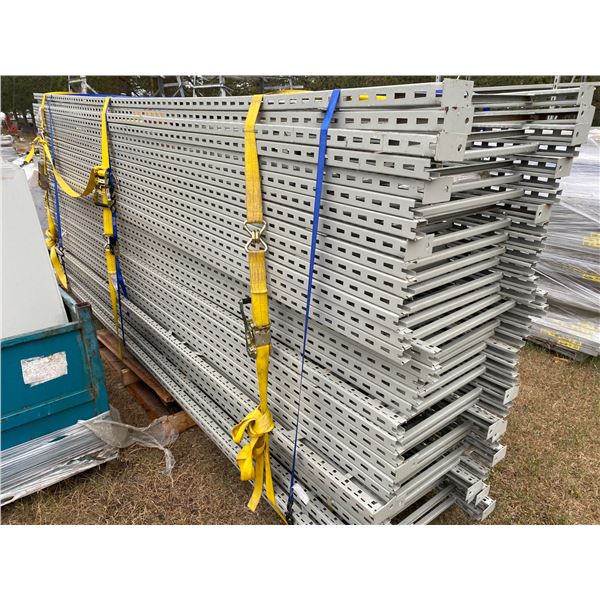1 lot of racking, 37- uprights 2' x 12' & 3- lifts of shelving & brackets