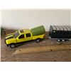 Image 1 : Yellow truck c/w bale & JD stock trailer
