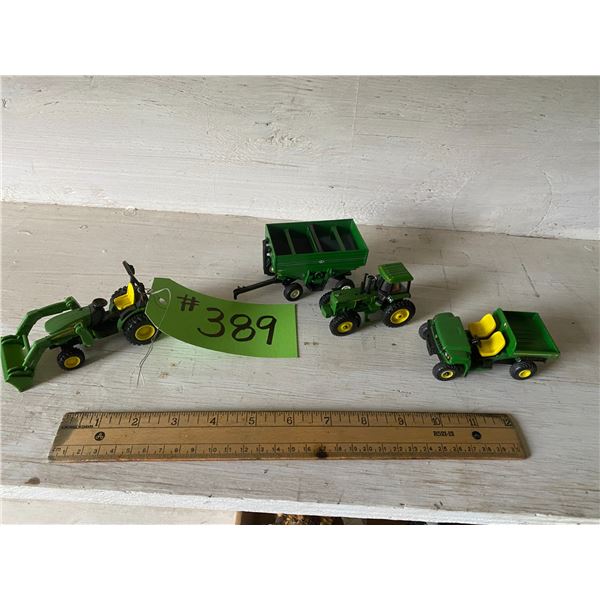 2- JD Tractors, Side by side & metal grain cart