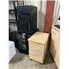 Image 1 : LOT OF ITEMS INCLUDING BAR FRIDGE, MAPLE PEDESTAL AND 2 BLACK FILE CABINETS