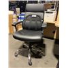 Image 2 : BLACK LEATHER LOOK HIGH BACK ADJUSTABLE MOBILE OFFICE CHAIR WITH LUMBAR SUPPORT MESH