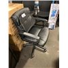 Image 2 : BLACK LEATHER LOOK MID BACK ADJUSTABLE MOBILE OFFICE CHAIR WITH LUMBAR SUPPORT MESH