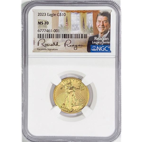 2023 $10 1/4 oz Gold Eagle NGC MS70 Regan