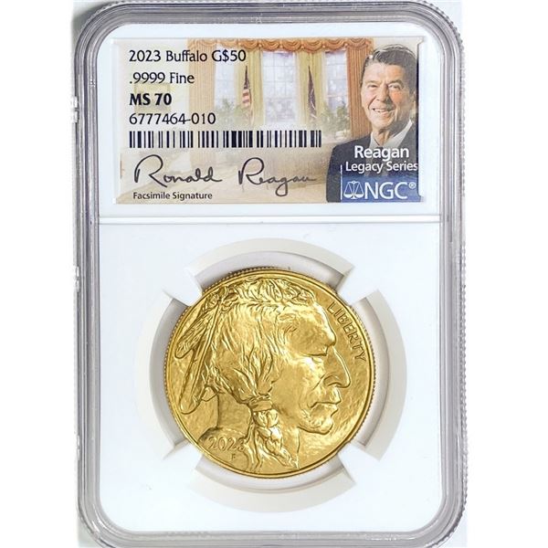 2023 $50 1oz Gold Buffalo Reagan NGC MS70