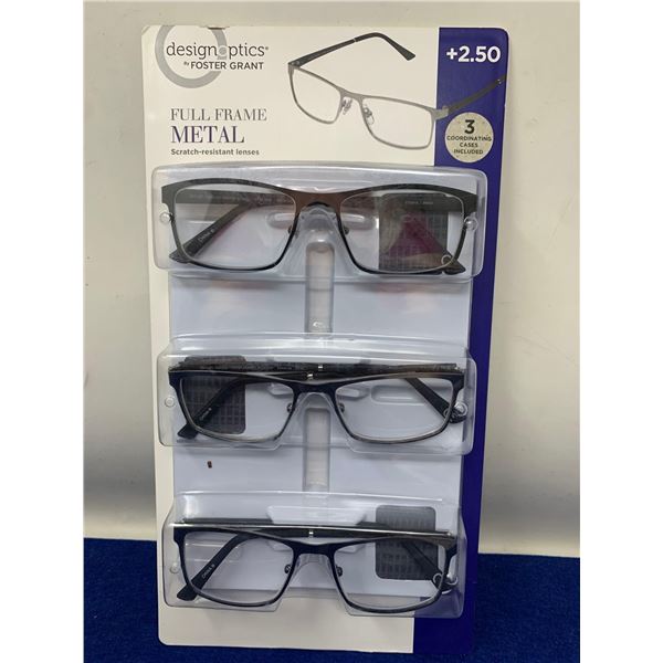 Foster Grant Full Frame Metal Readers Glasses (2.50)
