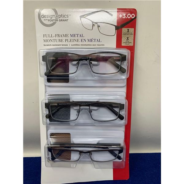 Foster Grant Full Frame Metal Readers Glasses (3.00)
