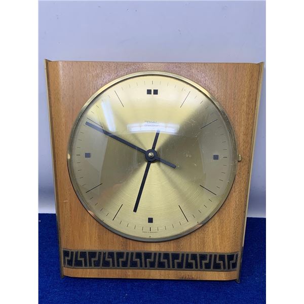 Vintage Midcentury Modern Diehl Dilectron Electro Wall Clock - Wood with Design