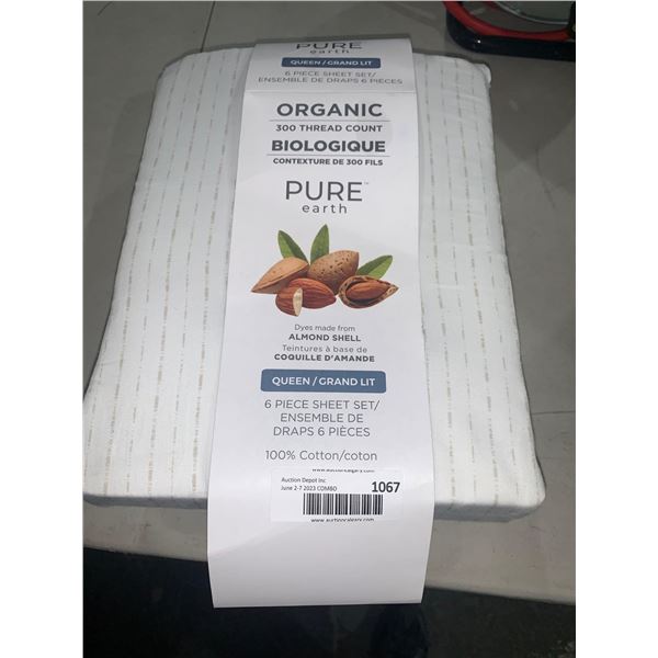 Pure Earth Queen 6 Pc Sheet Set Organic 300 Thread Count