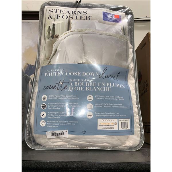 Stearns & Foster All Season White Goose Down Duvet Queen