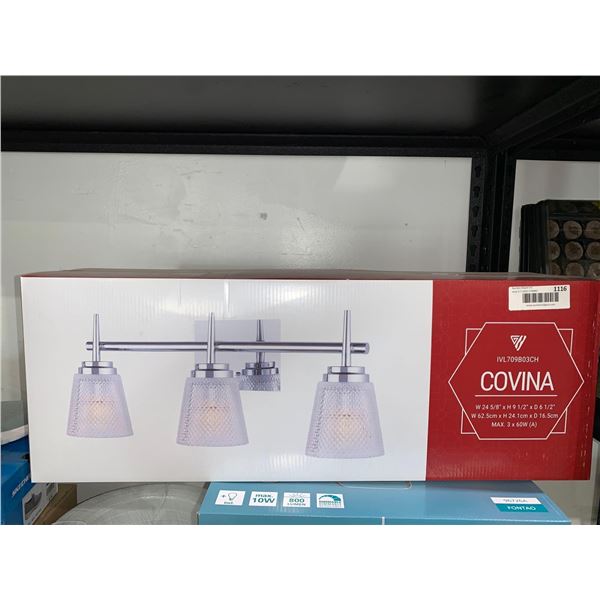 Canarm Covina Bathroom Vanity Light - 3 Lights - Glass - Chrome