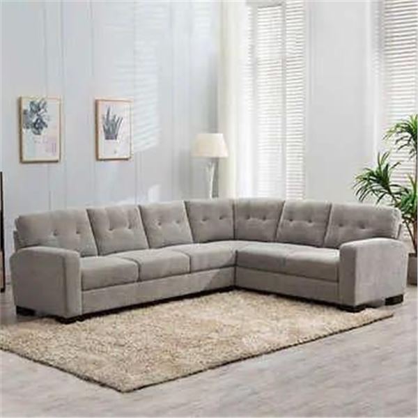 NEW Floor Model Annadale Contemporary 2-piece Fabric Sectional, Grey 115"x88"