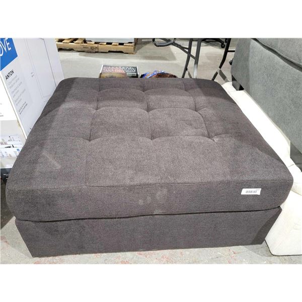 Dark Grey Cloth Oversized Accent Ottoman 38" x 38"