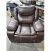 Image 1 : NEW Floor Model Leather Reddish Brown Stitched Rocker Manual  Recliner