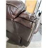 Image 3 : NEW Floor Model Leather Reddish Brown Stitched Rocker Manual  Recliner