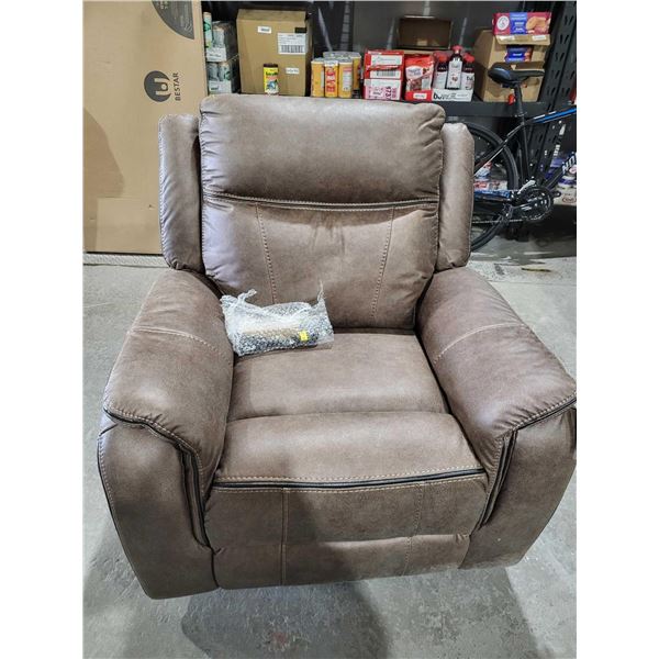 NEW Microfiber Upholstered Power Recliner with USB Charging Port Brown