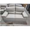 Image 4 : Grey Contemporary Stitch Leather Love Seat & Matching Chair, Floor Model