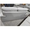 Image 5 : Grey Contemporary Stitch Leather Love Seat & Matching Chair, Floor Model - missing legs on chair