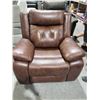 Image 1 : NEW Floor Model Leather Wide Seat Power Recliner Saddle Brown Color
