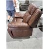 Image 2 : NEW Floor Model Leather Wide Seat Power Recliner Saddle Brown Color