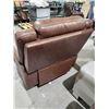 Image 3 : NEW Floor Model Leather Wide Seat Power Recliner Saddle Brown Color
