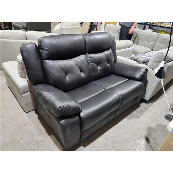 NEW Floor Model Leather Black Power Recliner Loveseat With Usb Chargers
