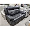 Image 1 : NEW Floor Model Leather Black Power Recliner Loveseat With Usb Chargers