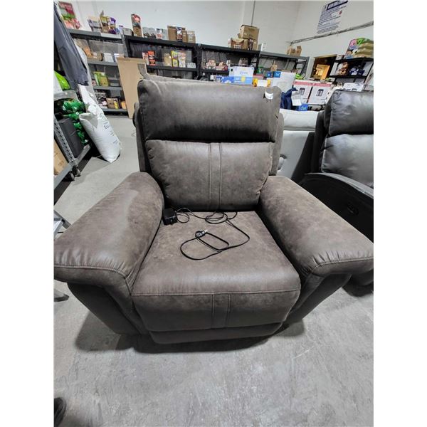 NEW Floor Model Mircofiber Upholstered Power Recliner with USB Charging Port Brown