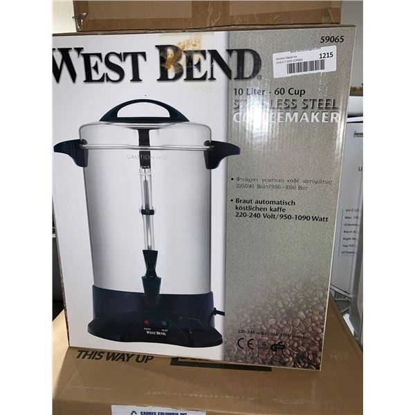 West Bend 10L - 60 Cup Stainless Steel Coffee Maker 220-240Volt