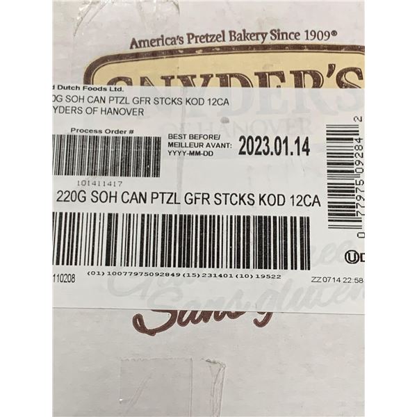 Snyders Gluten Free Pretzel Sticks 220g x 12