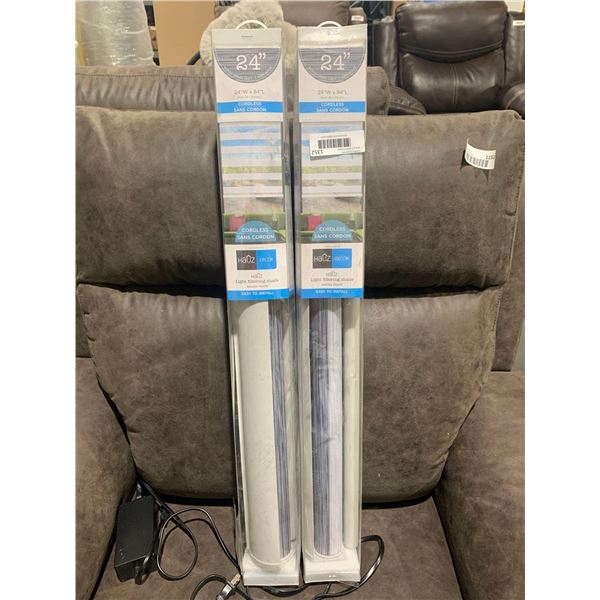 Lot of 2 Hauz Decor 24" X84" Cordless Window Blinds  -  White