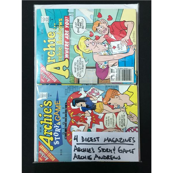 LOT OF 4 DIGEST MAGAZINES (ARCHIE'S STORY AND GAME, ARCHIE ANDREWS)