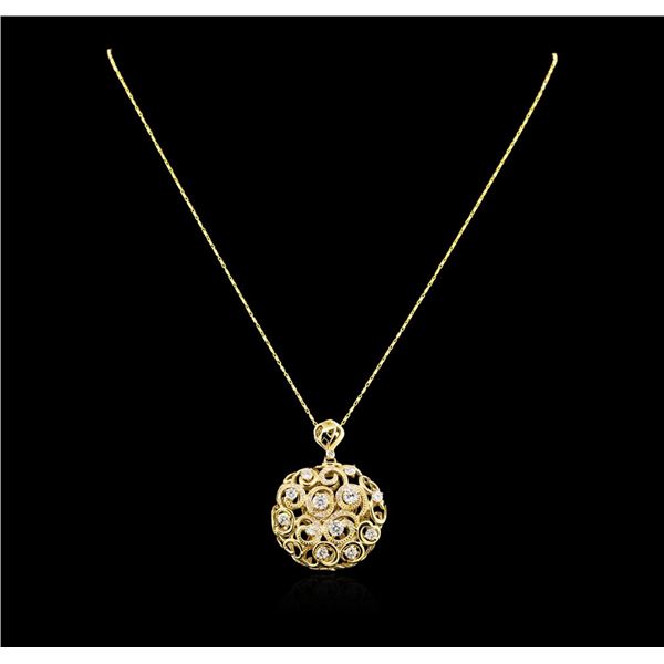 14KT Yellow Gold 1.85 ctw Diamond Pendant With Chain