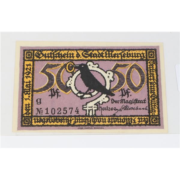 #88 GERMAN 1921 MARK NOTE PAPER MONEY BILL