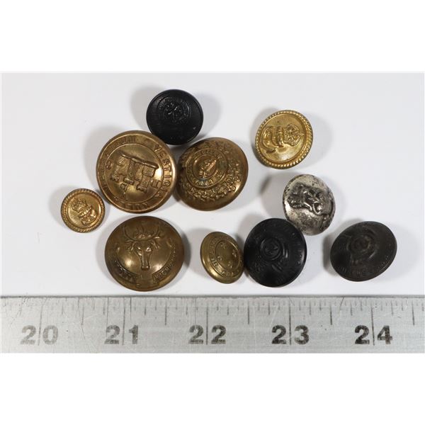 #241 LOT OF 10 BRITISH CANADIAN BUTTONS WW1