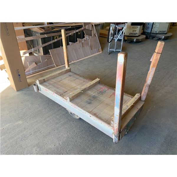 WOODEN 4 STEEL WHEEL MATERIAL PLATFORM DOLLY-APPROX. 5FT X 2 1/2FT