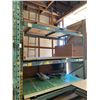 Image 2 : 2 BLUE PALLET RACKING SECTIONS APPROX.9'H X 4'W WITH ASSORTED WOOD SHEETS