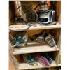 Image 4 : GREEN WOODEN CABINET WITH CONTENTS- ASSORTED POWER TOOLS (APPROX.33PCS.)